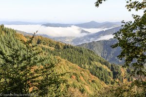 Aussicht vom Farrenkopf auf das nebelverhangene Kinzigtal